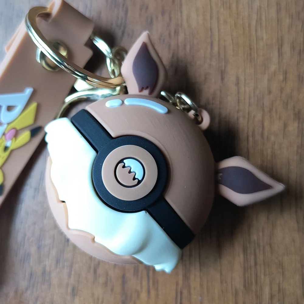 Cute Tan Eevee Keychain with Strap - Kids Accessories